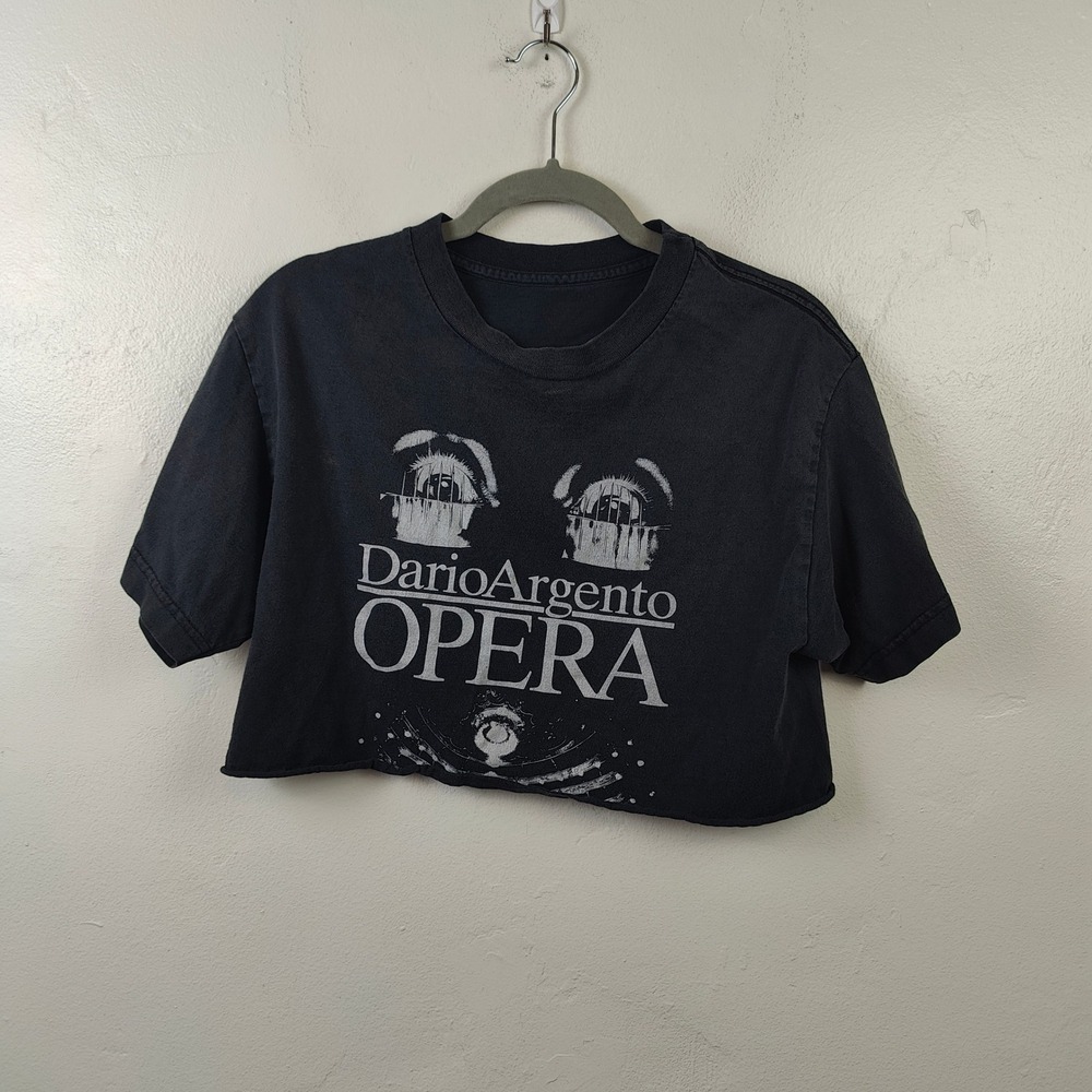 Dario Argento Womens Top Medium Black Opera Movie Graphic Crop Giallo Horror